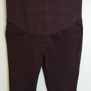 H&M Mama Skinny Leg Treggings Over Bump High Rib Stretch Deep Brown Size 6